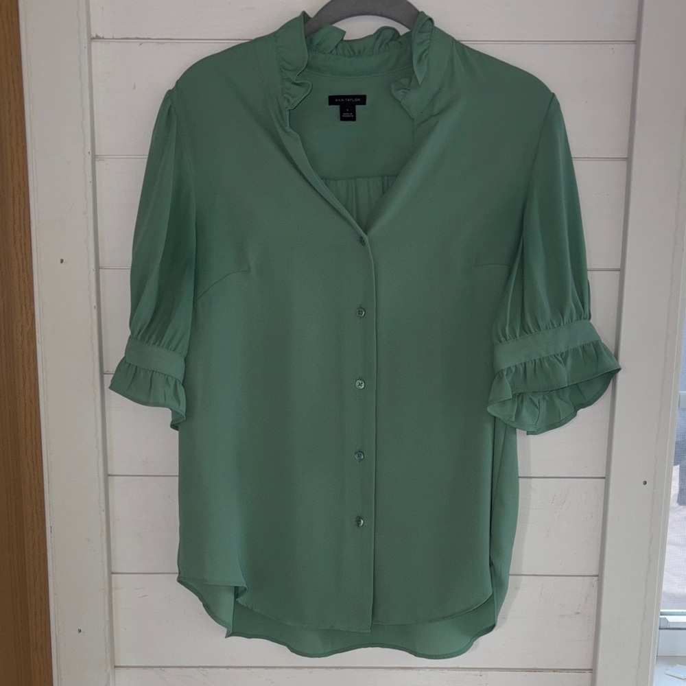 Ann Taylor Ruffle Collar Shirt